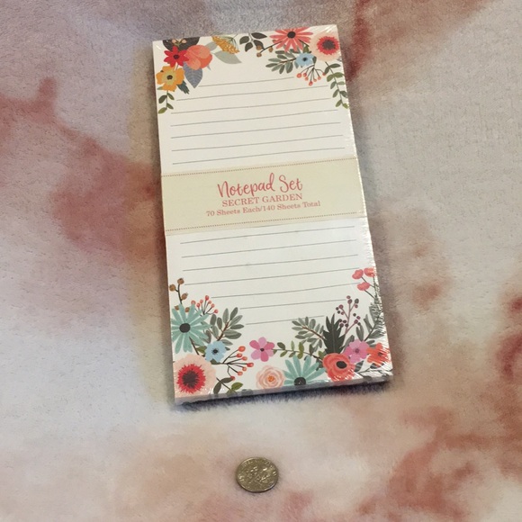 OCS Designs Floral Market Note Pads Set Of Two Secret Garden Designs NWT 8x4x.75 - Picture 12 of 16